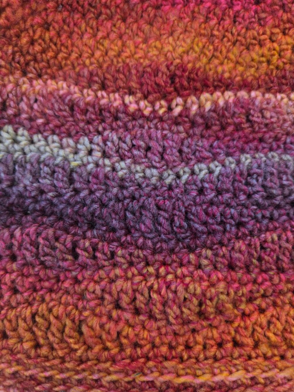 Artisan Handmade Crochet "Monsoon Sunset" Cozy Beanie Hat - Picture 6 of 6